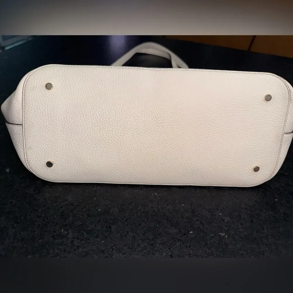 Kate Spade Hayes Ivory Pebbled Leather Double Handles Zip Tote Bag - NWT $379 - Picture 7 of 16